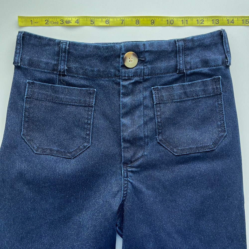 Anthropologie Maeve Collette Sparkle Denim Wide Leg Cropped Pants Womens 26 - Picture 11 of 16
